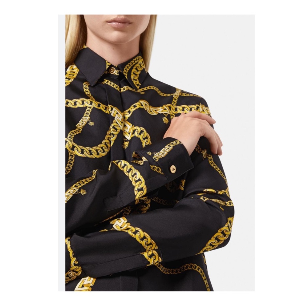 New! VERSACE Greca Chain Medusa Logo Belted Shirt Midi Dress IT 38 - Picture 4 of 12